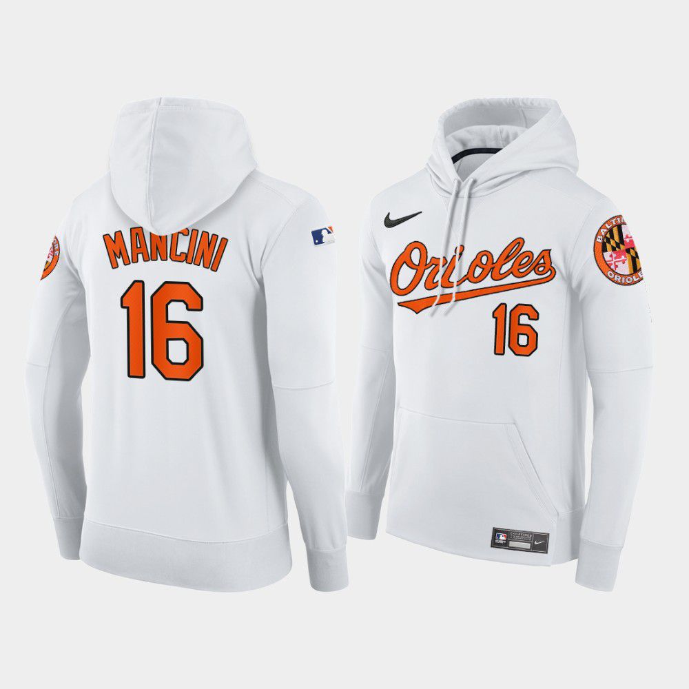 Men Baltimore Orioles #16 Mancini white home hoodie 2021 MLB Nike Jerseys->customized mlb jersey->Custom Jersey